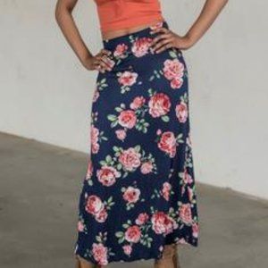 Women's Floral Print Long Length Fit and Flare Bea